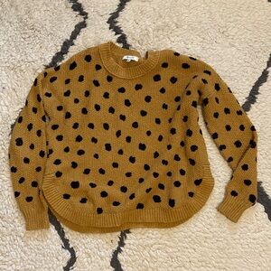 Madewell Polka Dot Crewneck Sweater in Mustard and Black